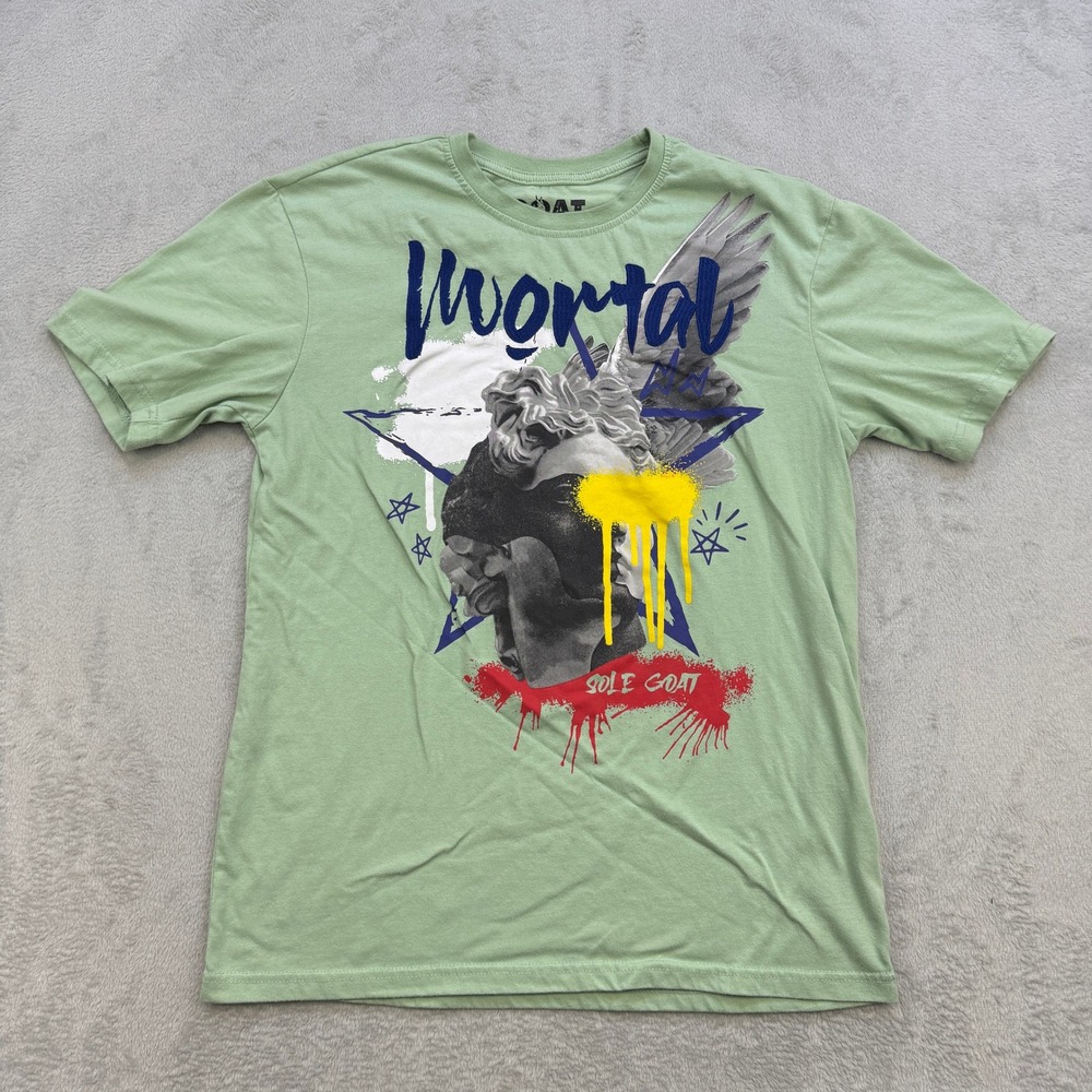 GOAT Graphic Tee Mens Medium Mortal Soleโ Mint Statue Streetwear Urban Shirt